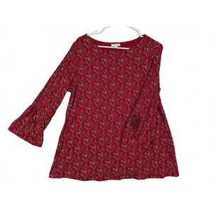 J.Jill Printed Floral Bell Sleeve Knit Top Womens Medium